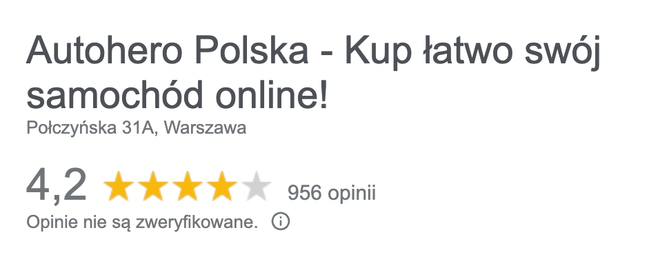 autohero polska opinie na wizytówce google